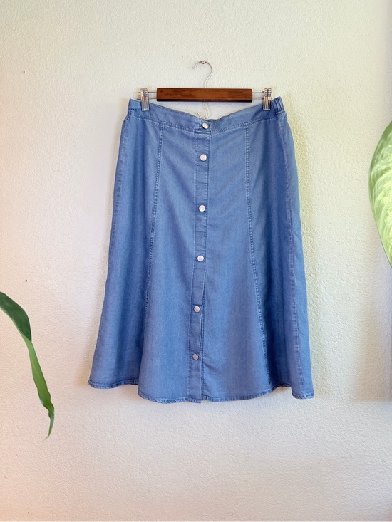 Adrienne Vittadini Dresses & Skirts - Adrienne Vittadini Button Front Retro 70s A-Line Hippie Boho Blue Midi Skirt L